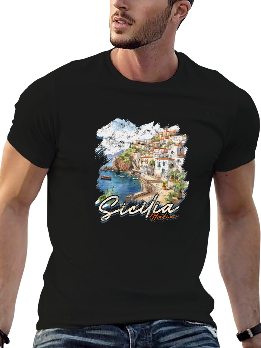 Sicilia Italia Black Graphic Tee