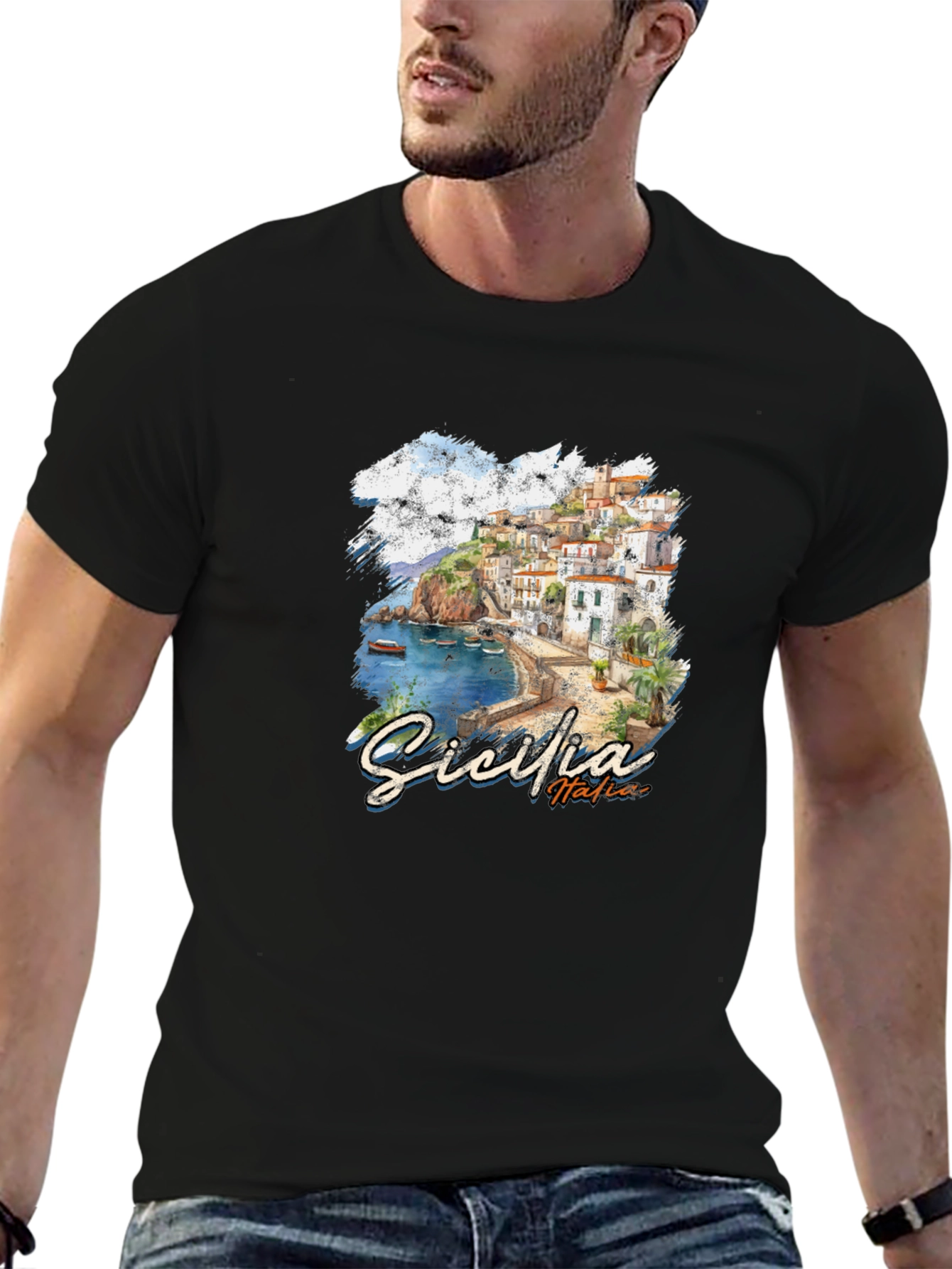Sicilia Italia Black Graphic Tee
