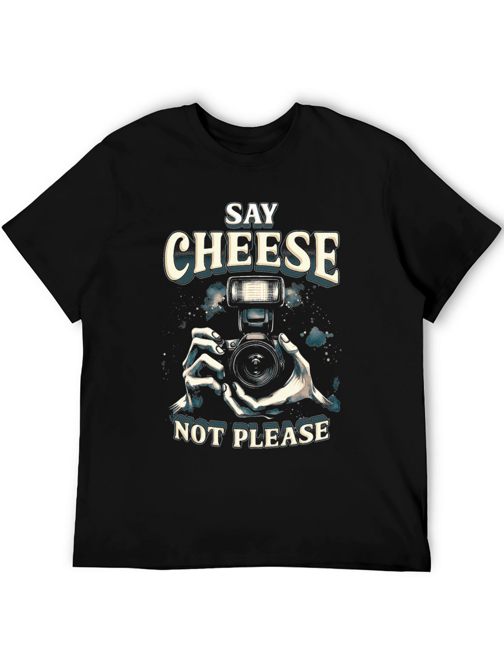 Say Cheese Not Please Black Graphic Tee
