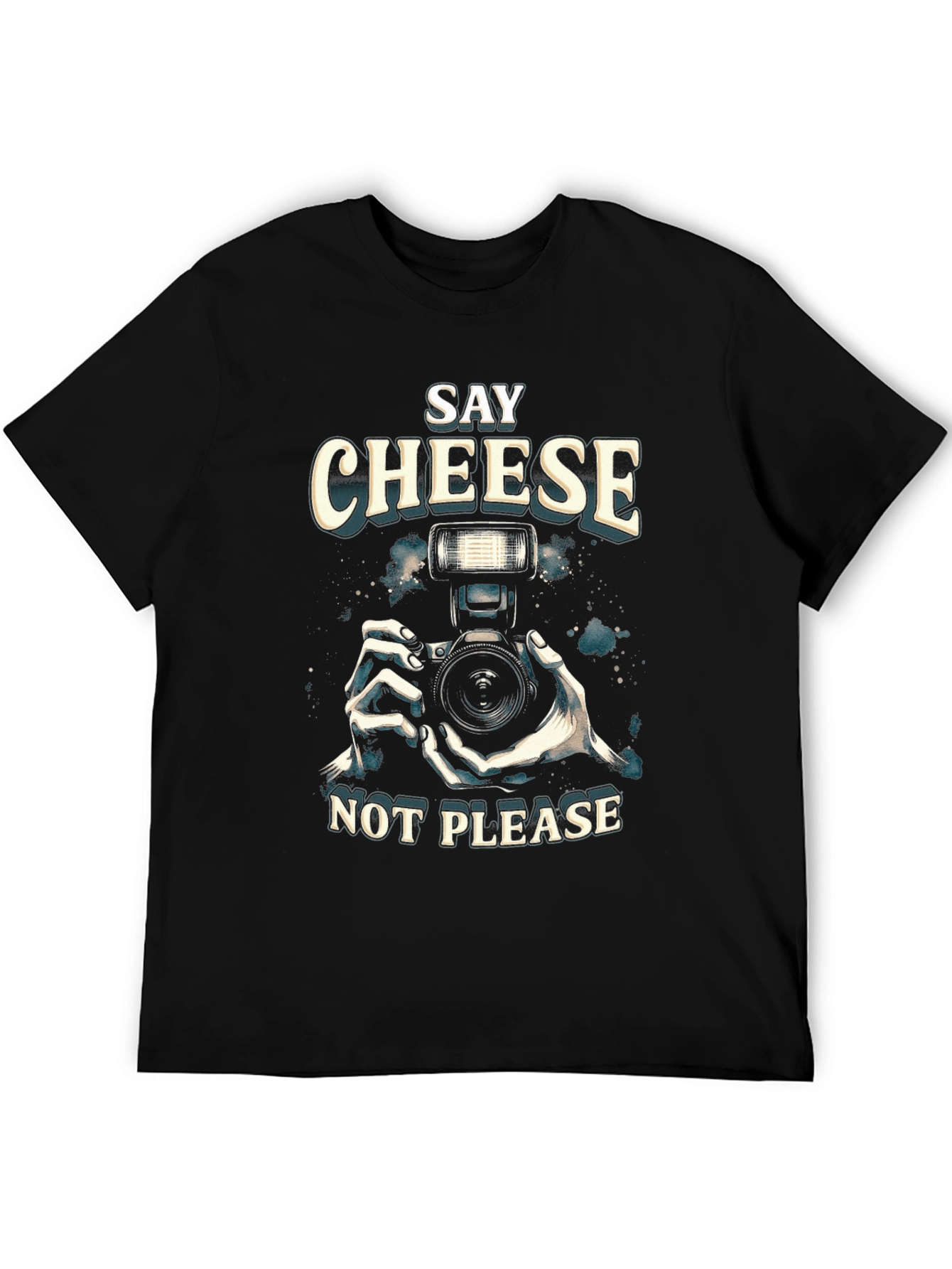 Say Cheese Not Please Black Graphic Tee