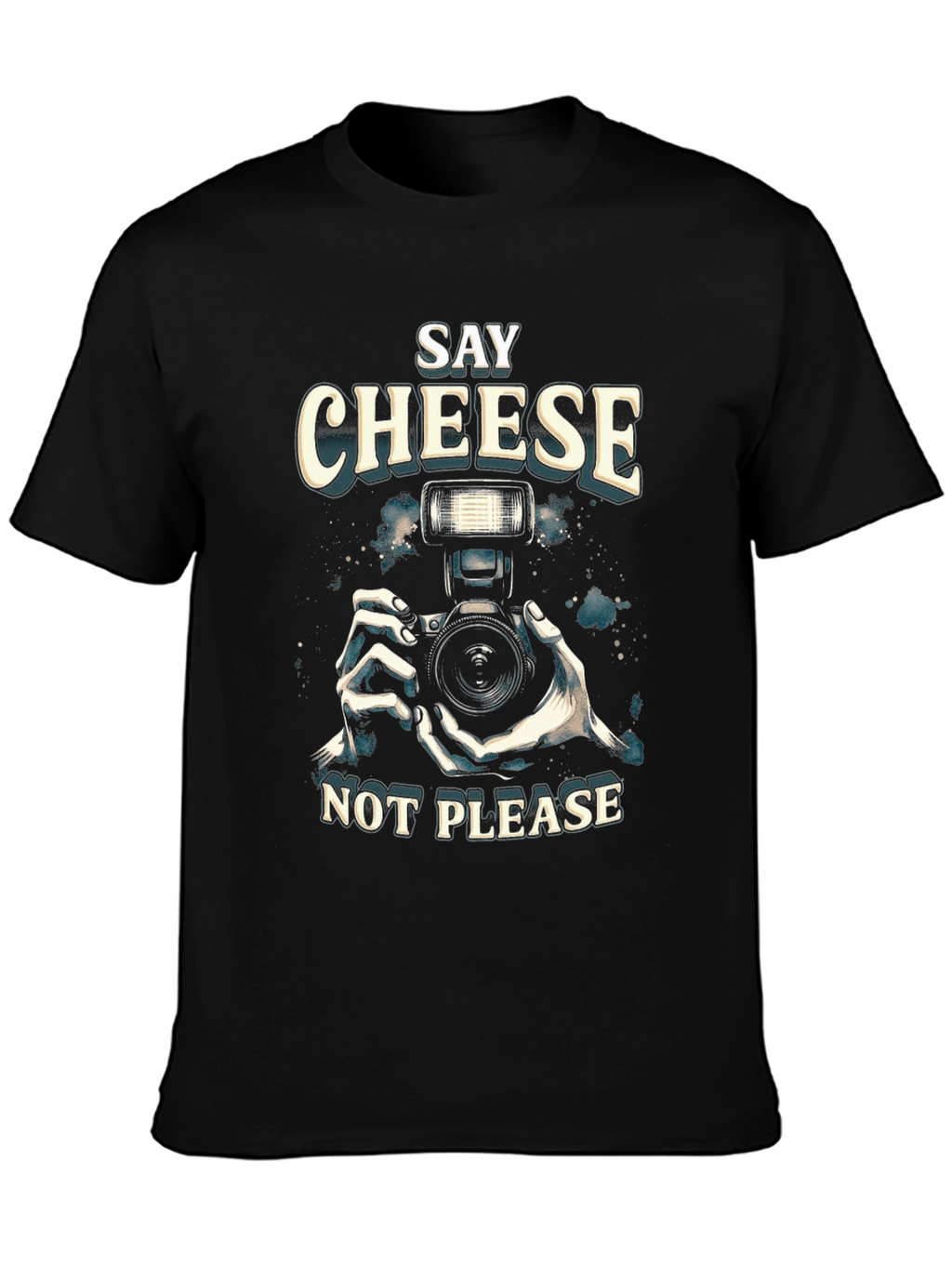 Say Cheese Not Please Black Graphic Tee