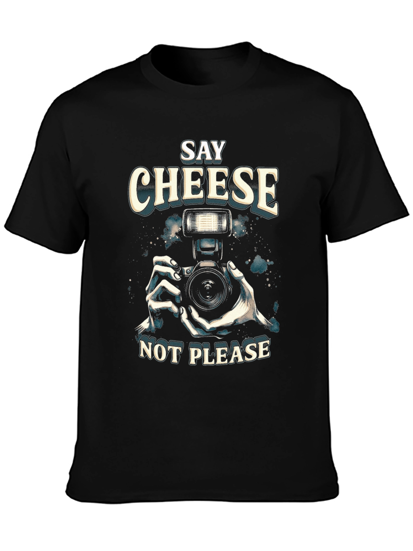 Say Cheese Not Please Black Graphic Tee