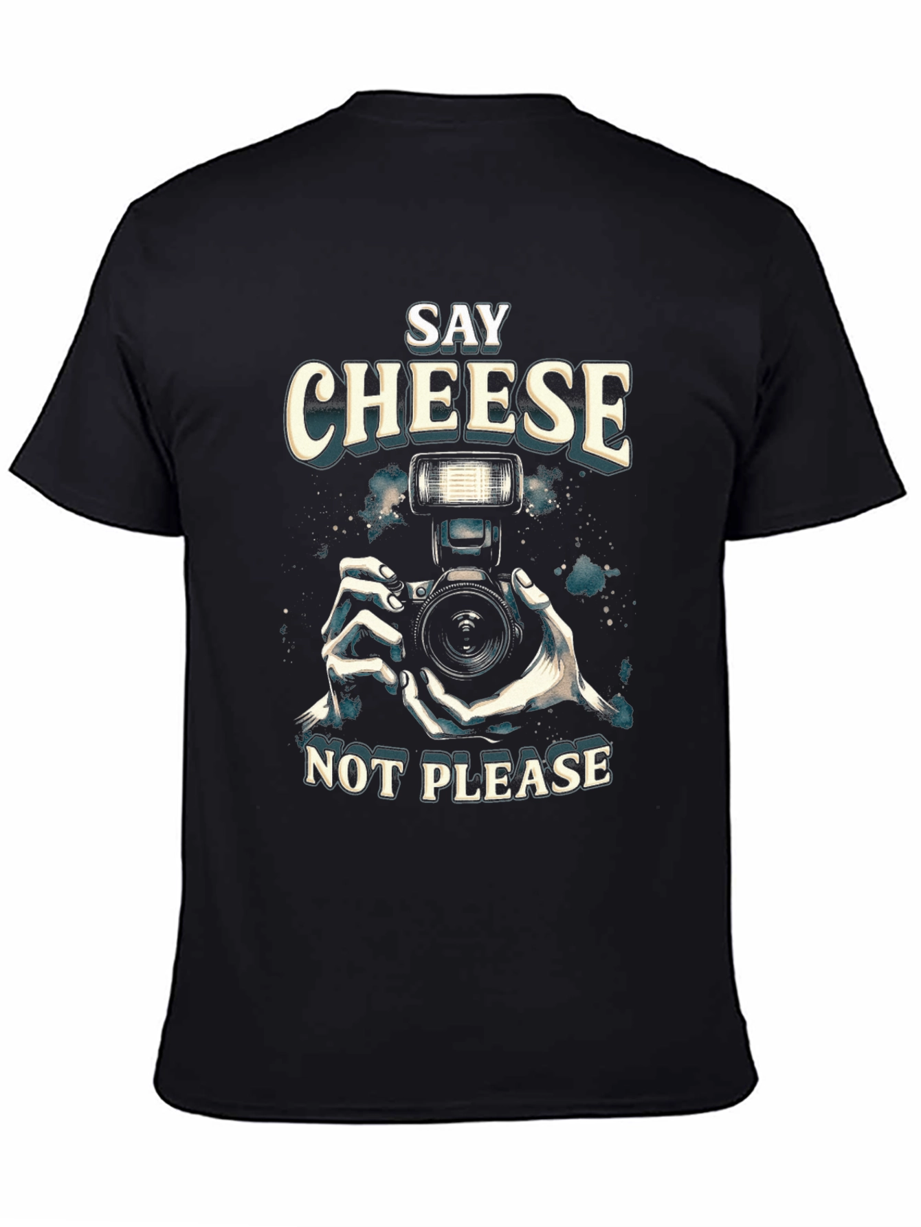 Say Cheese Not Please Black Graphic Tee