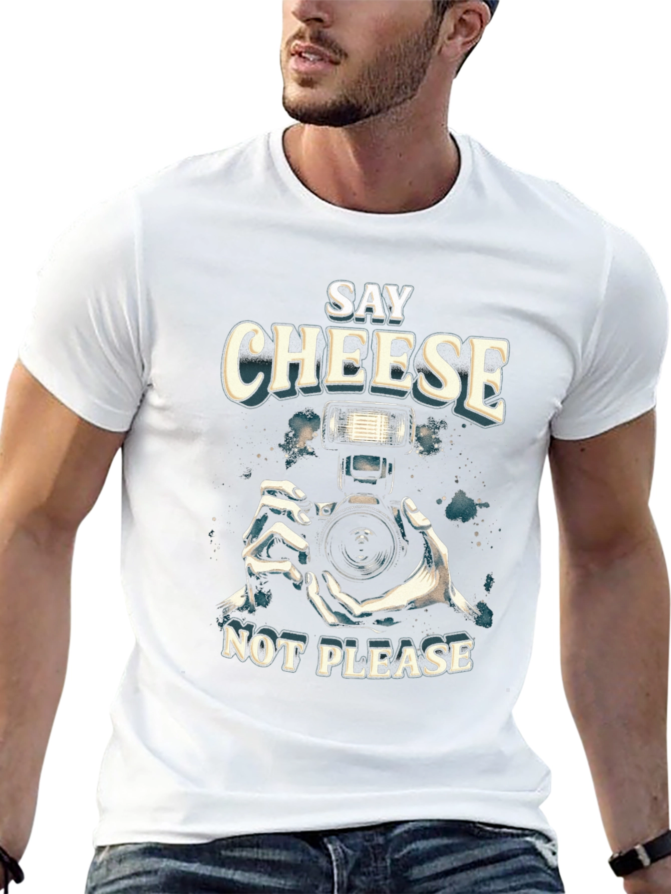 Say Cheese Not Please Black Graphic Tee