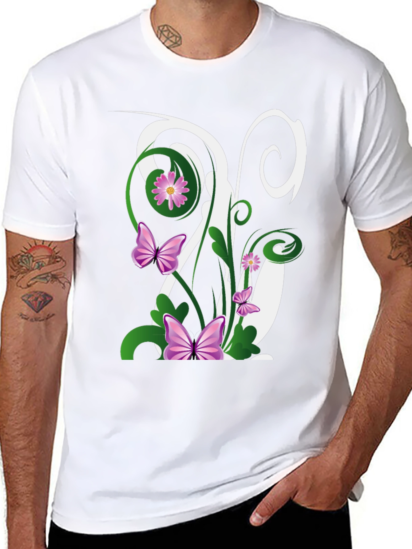 Butterfly Floral Initial T-Shirt