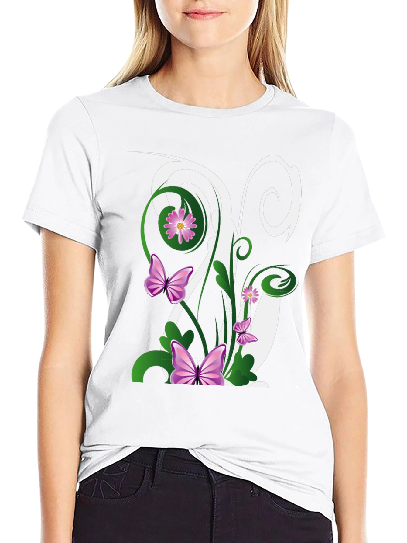 Butterfly Floral Initial T-Shirt