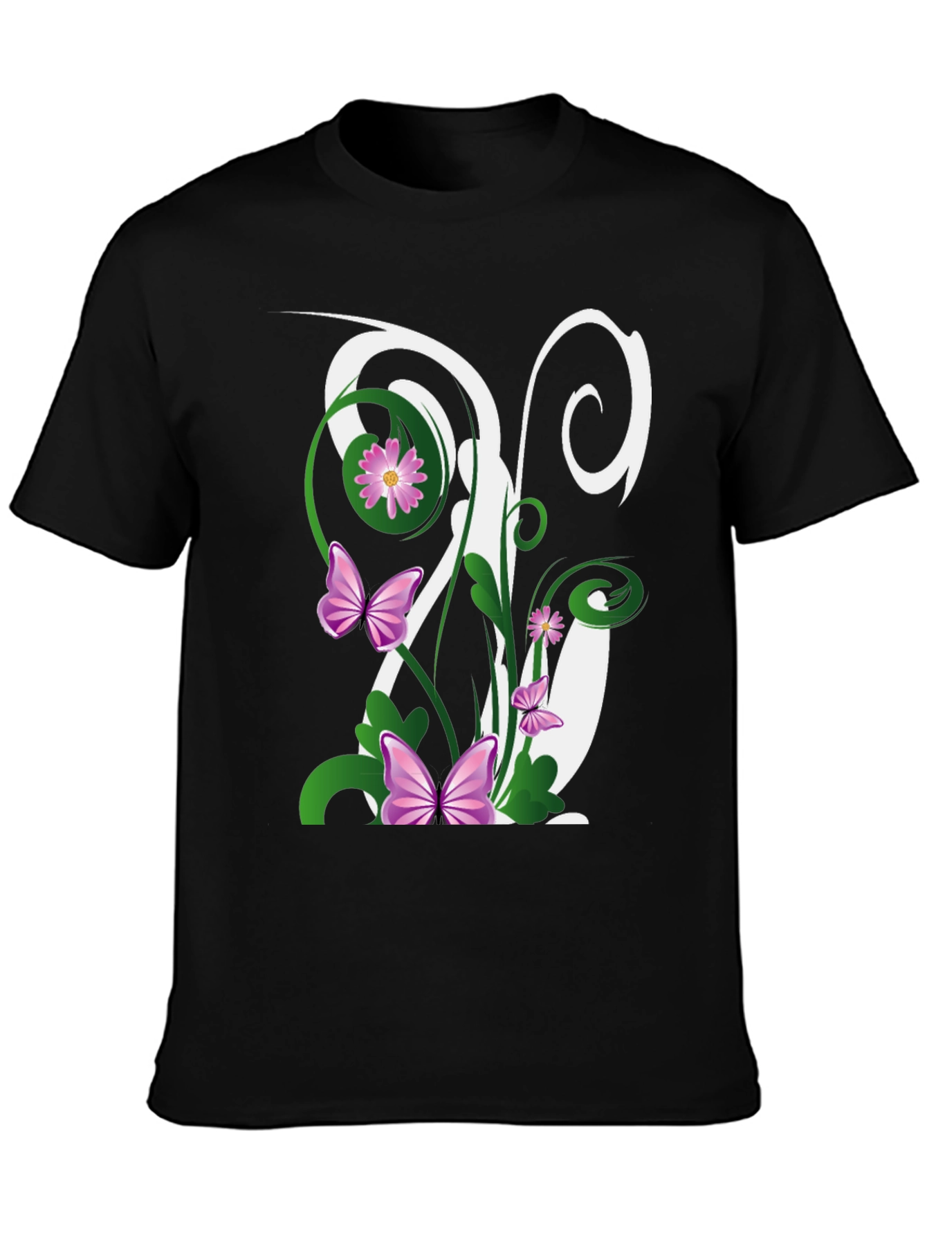 Butterfly Floral Initial T-Shirt