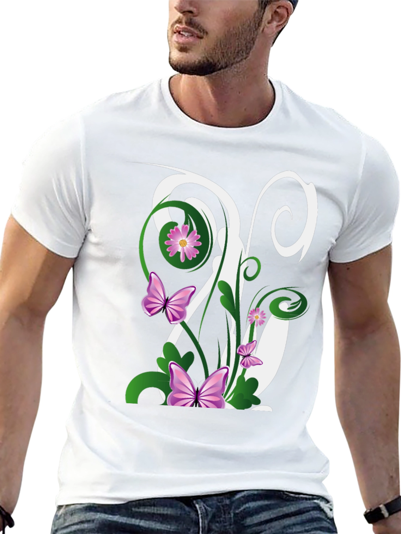 Butterfly Floral Initial T-Shirt
