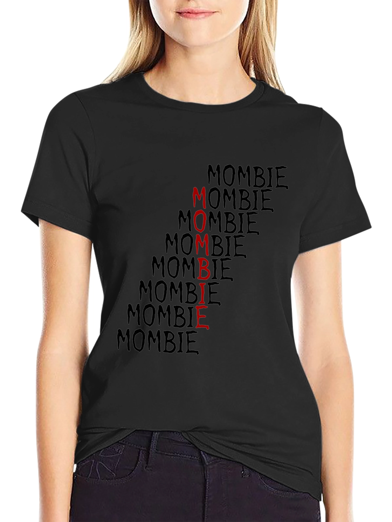 Mombie Graphic Print Black T-Shirt