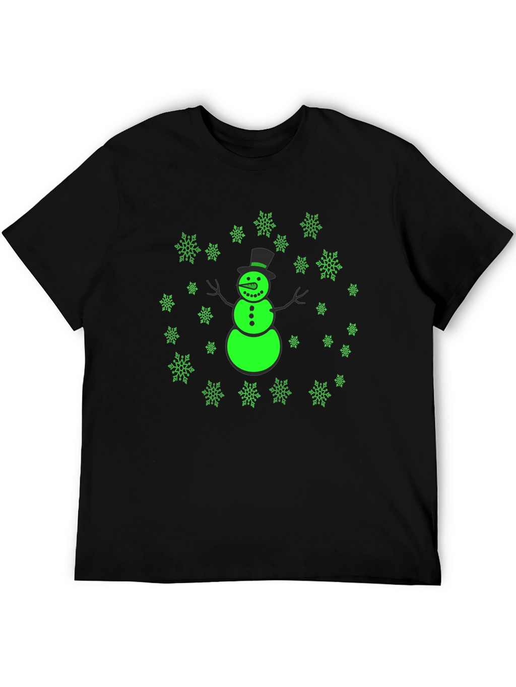 Snowman Snowflake Graphic Black Tee