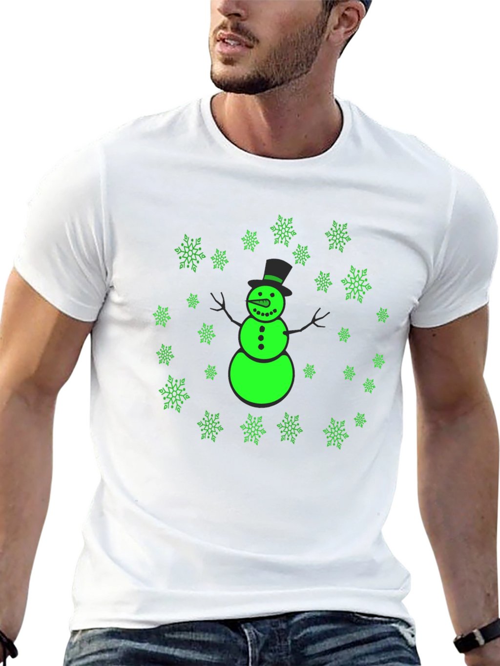 Snowman Snowflake Graphic Black Tee