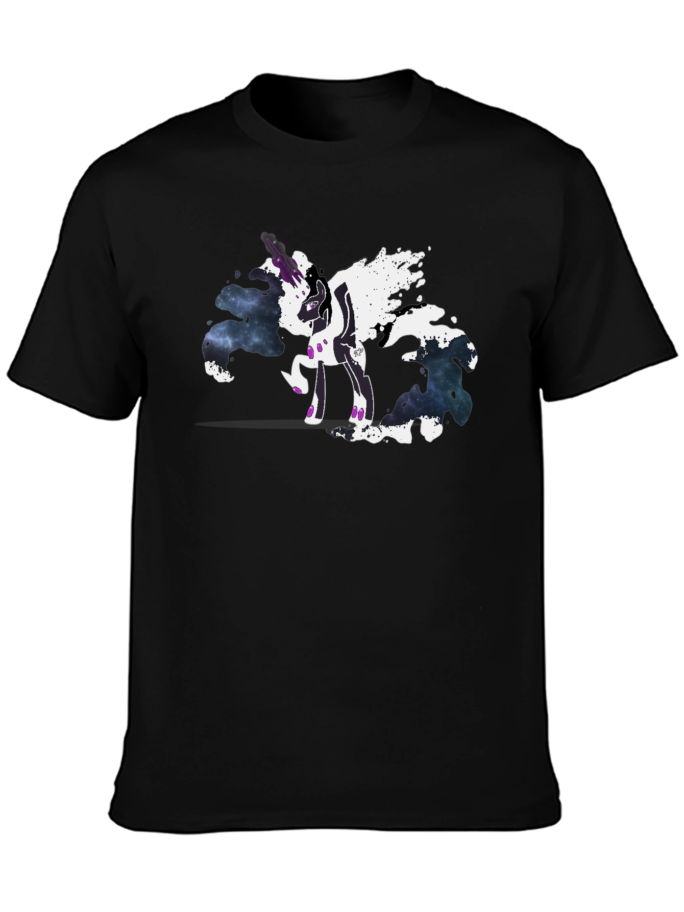 Galaxy Unicorn Graphic Tee - Black Cotton T-Shirt