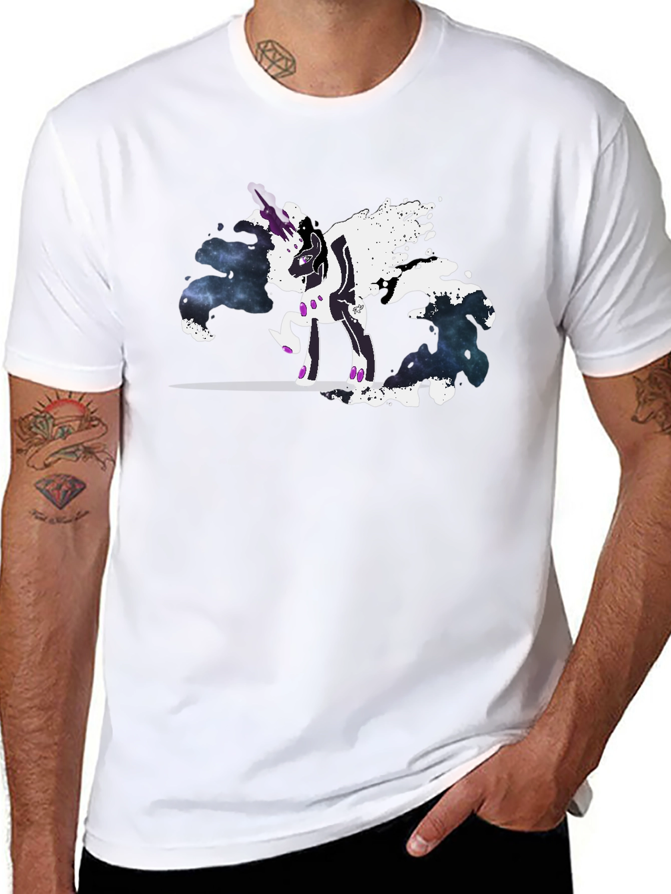 Galaxy Unicorn Graphic Tee - Black Cotton T-Shirt