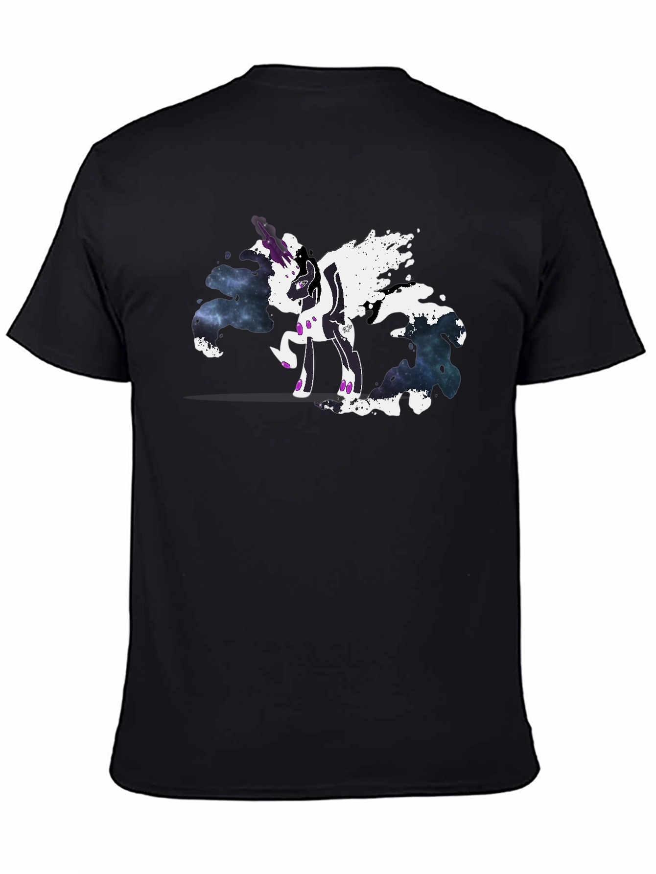 Galaxy Unicorn Graphic Tee - Black Cotton T-Shirt
