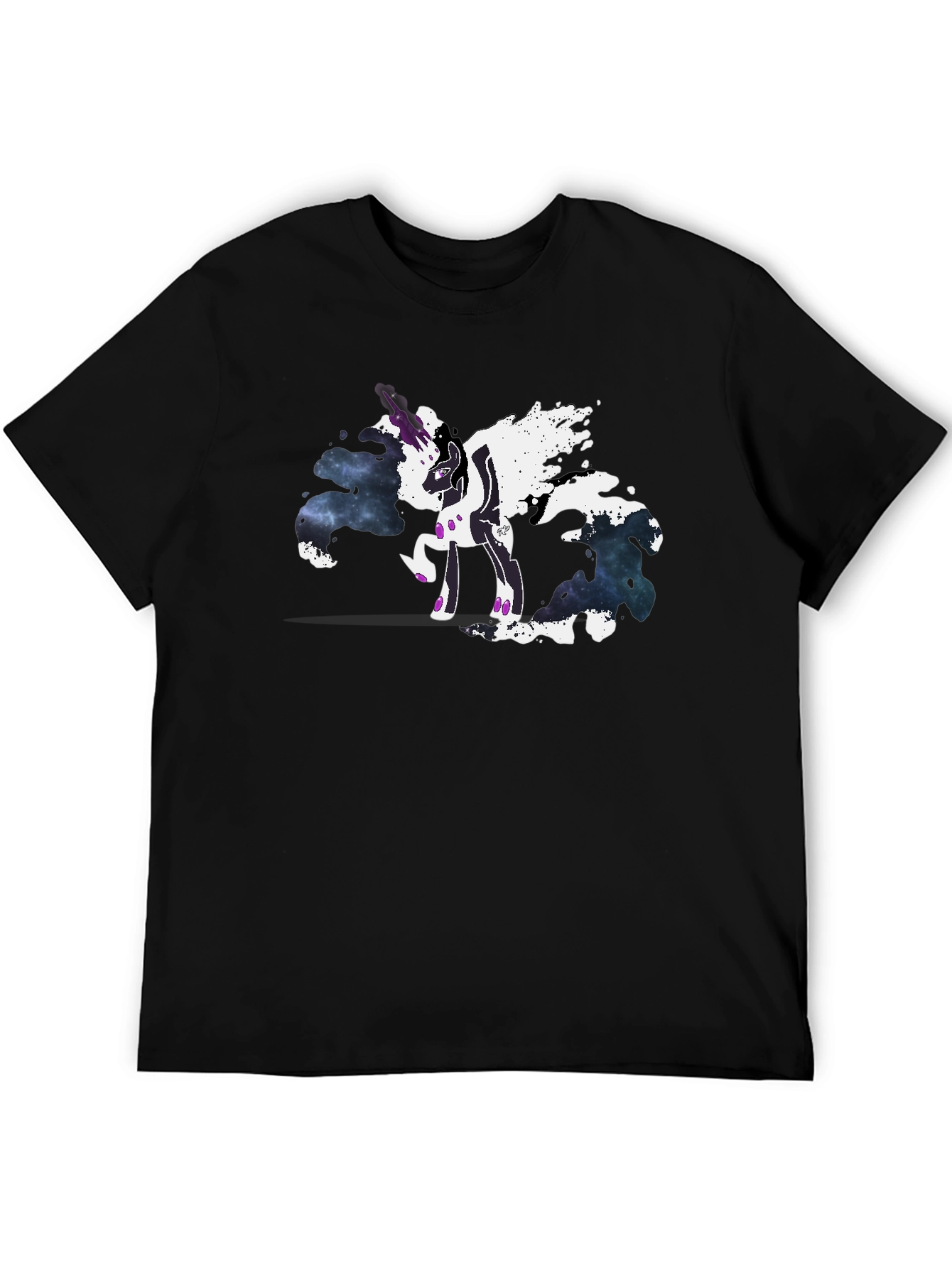 Galaxy Unicorn Graphic Tee - Black Cotton T-Shirt