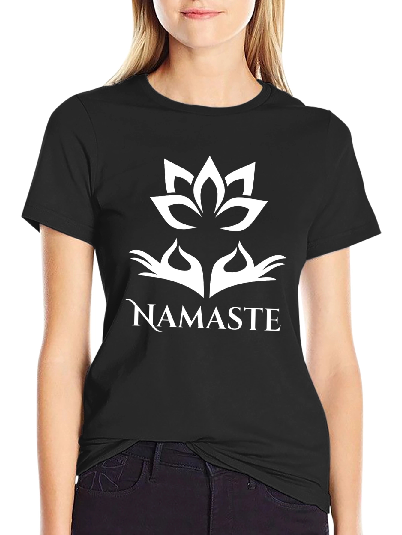 Namaste Lotus Graphic Tee - Yoga Inspired Black T-Shirt