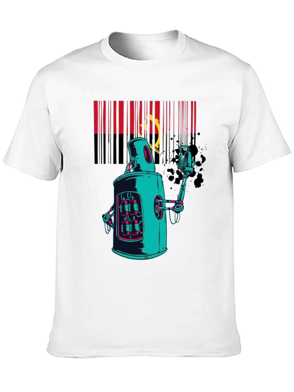 Robot Spray Paint Graphic T-Shirt - Black