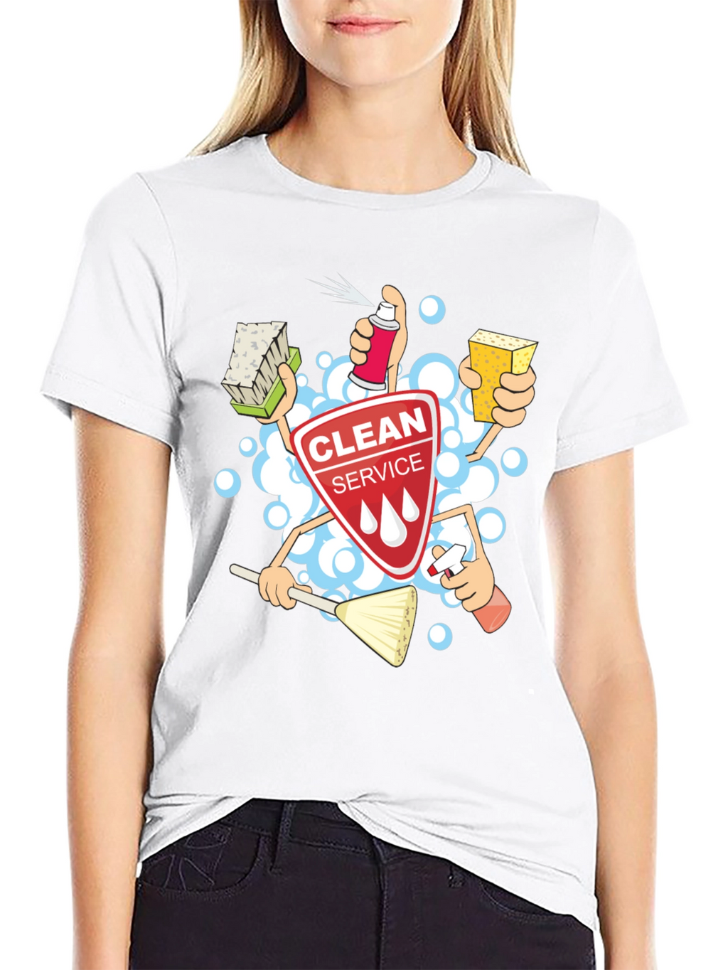 Clean Service T-Shirt - Cartoon Design