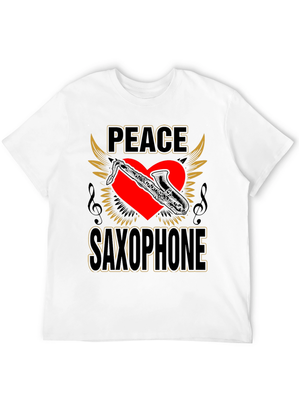 Peace Saxophone Graphic T-Shirt Musician Tee