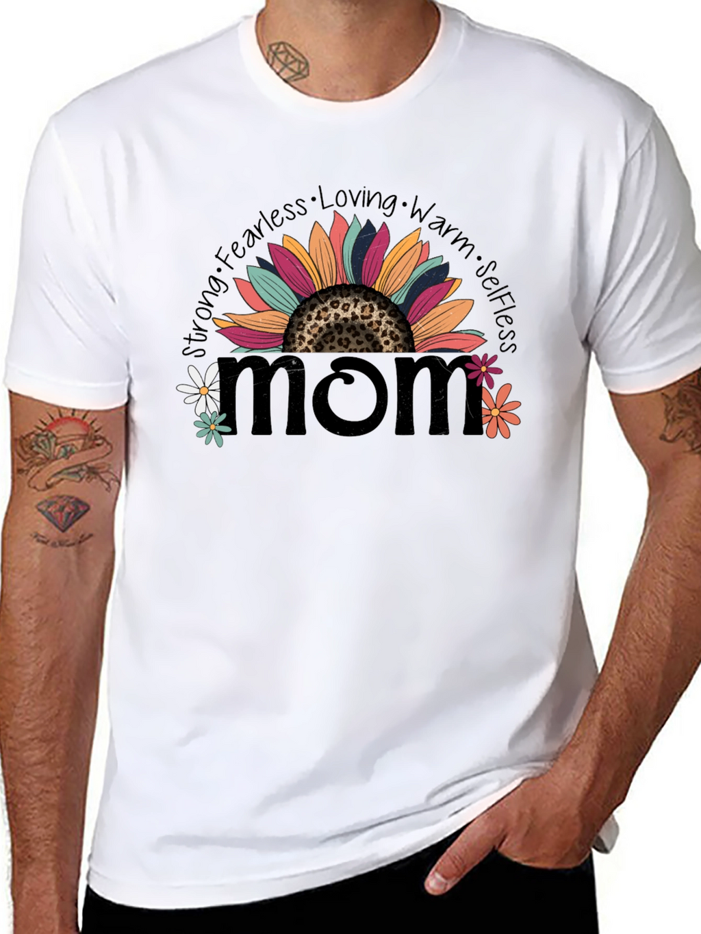Mom Sunflower Graphic Tee - Strong Fearless & Loving