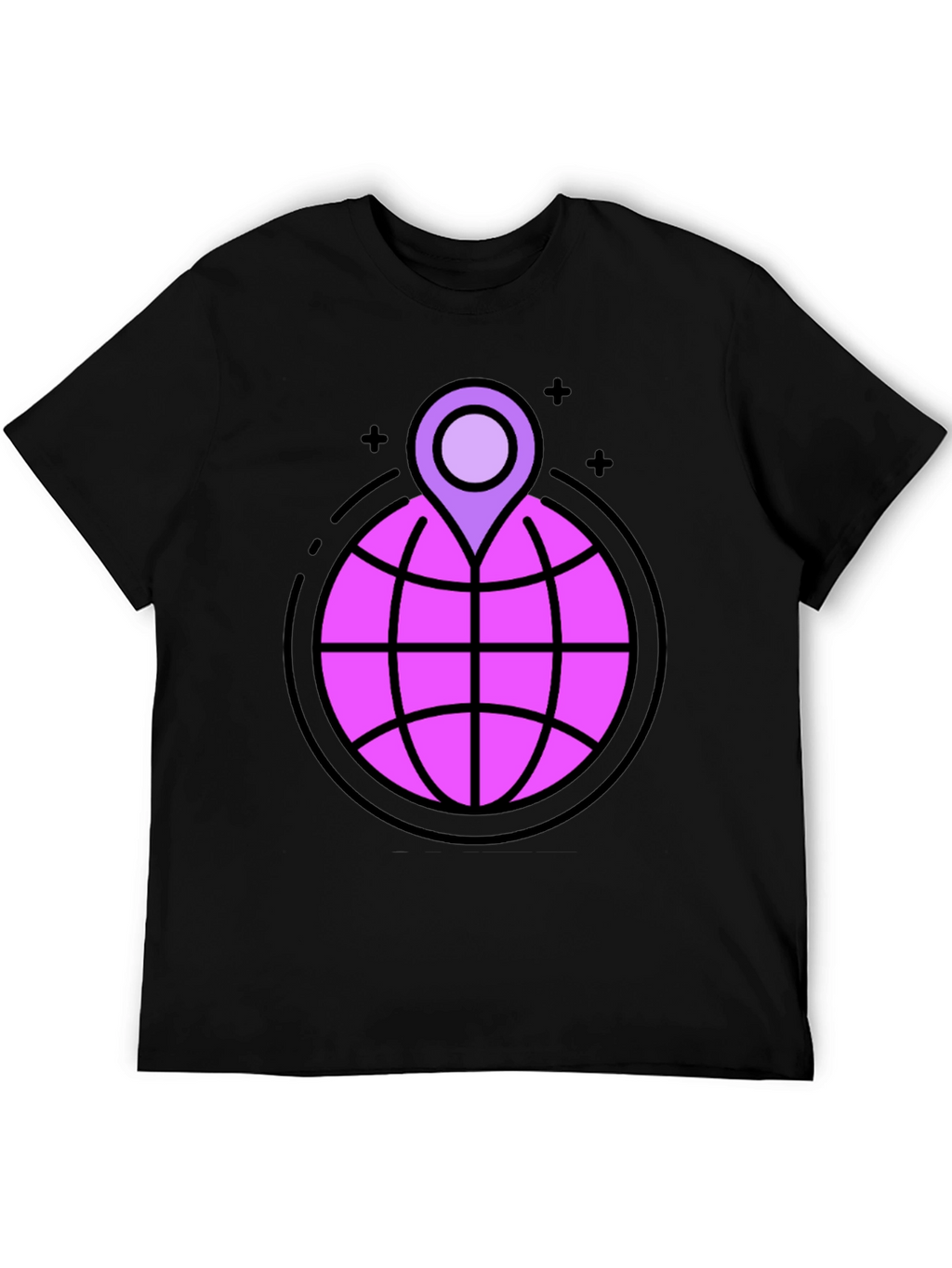 Globe & Location Pin Graphic Black T-Shirt