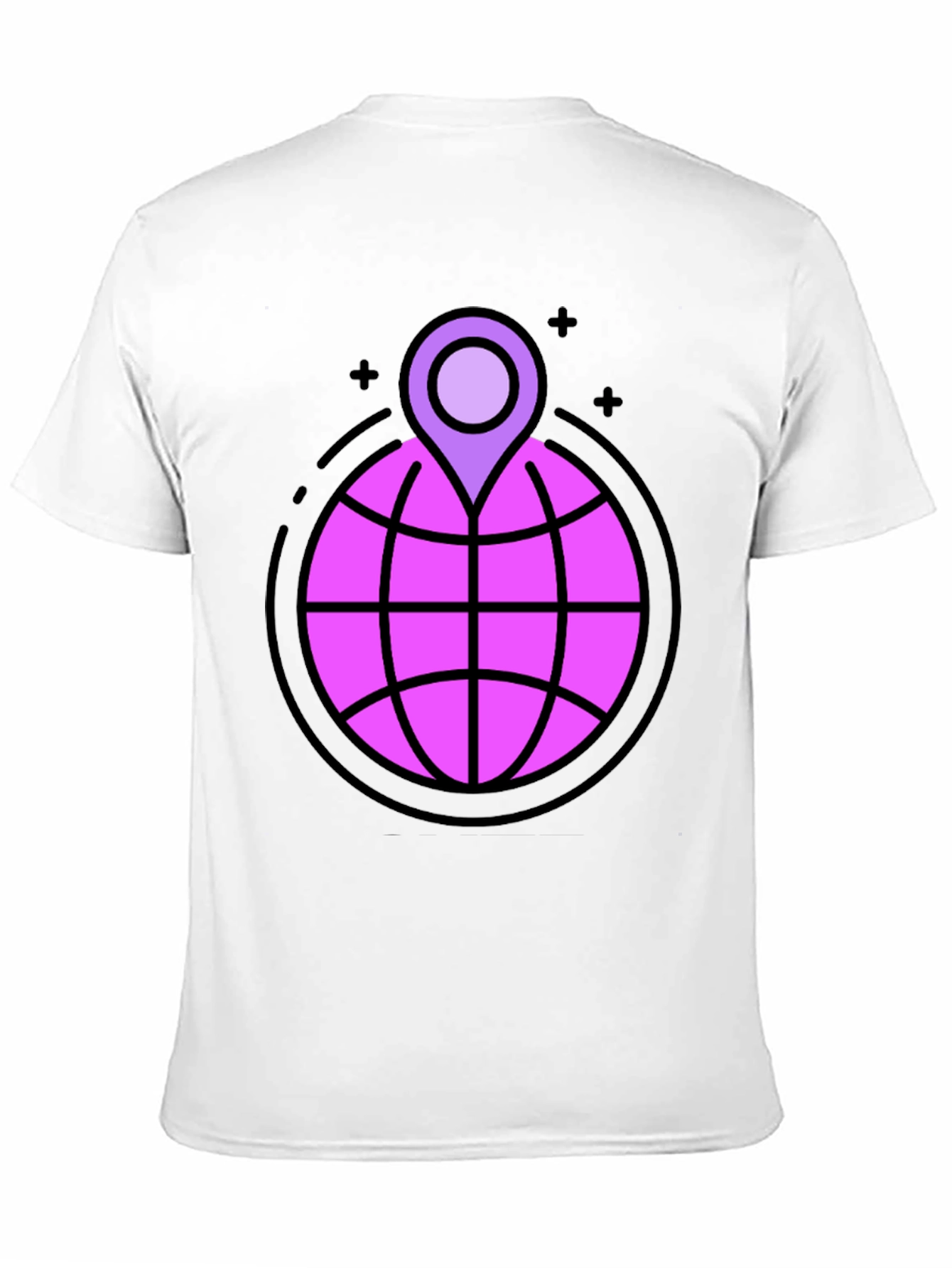 Globe & Location Pin Graphic Black T-Shirt