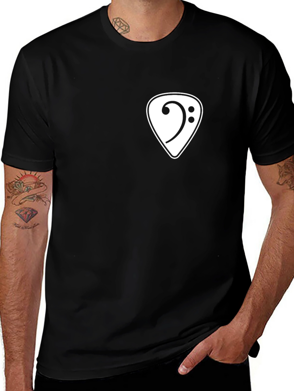 Bass Clef Guitar Pick T-Shirt - Music Lover Tee