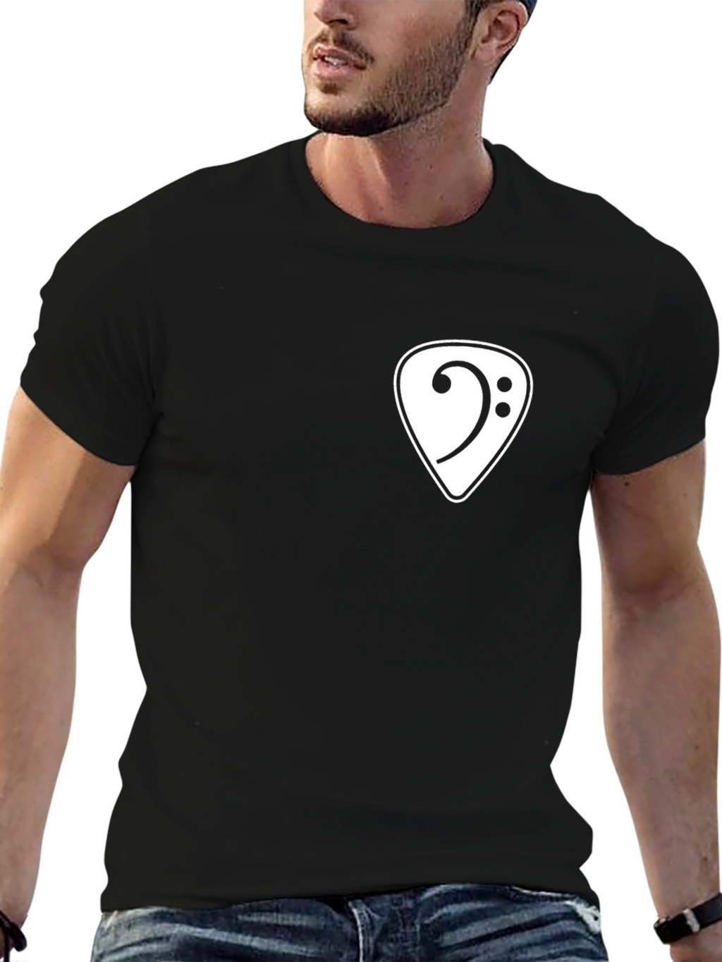 Bass Clef Guitar Pick T-Shirt - Music Lover Tee