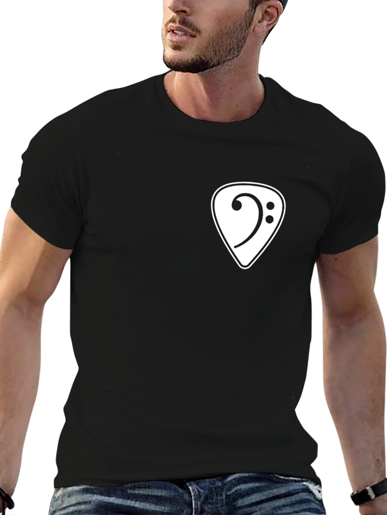 Bass Clef Guitar Pick T-Shirt - Music Lover Tee