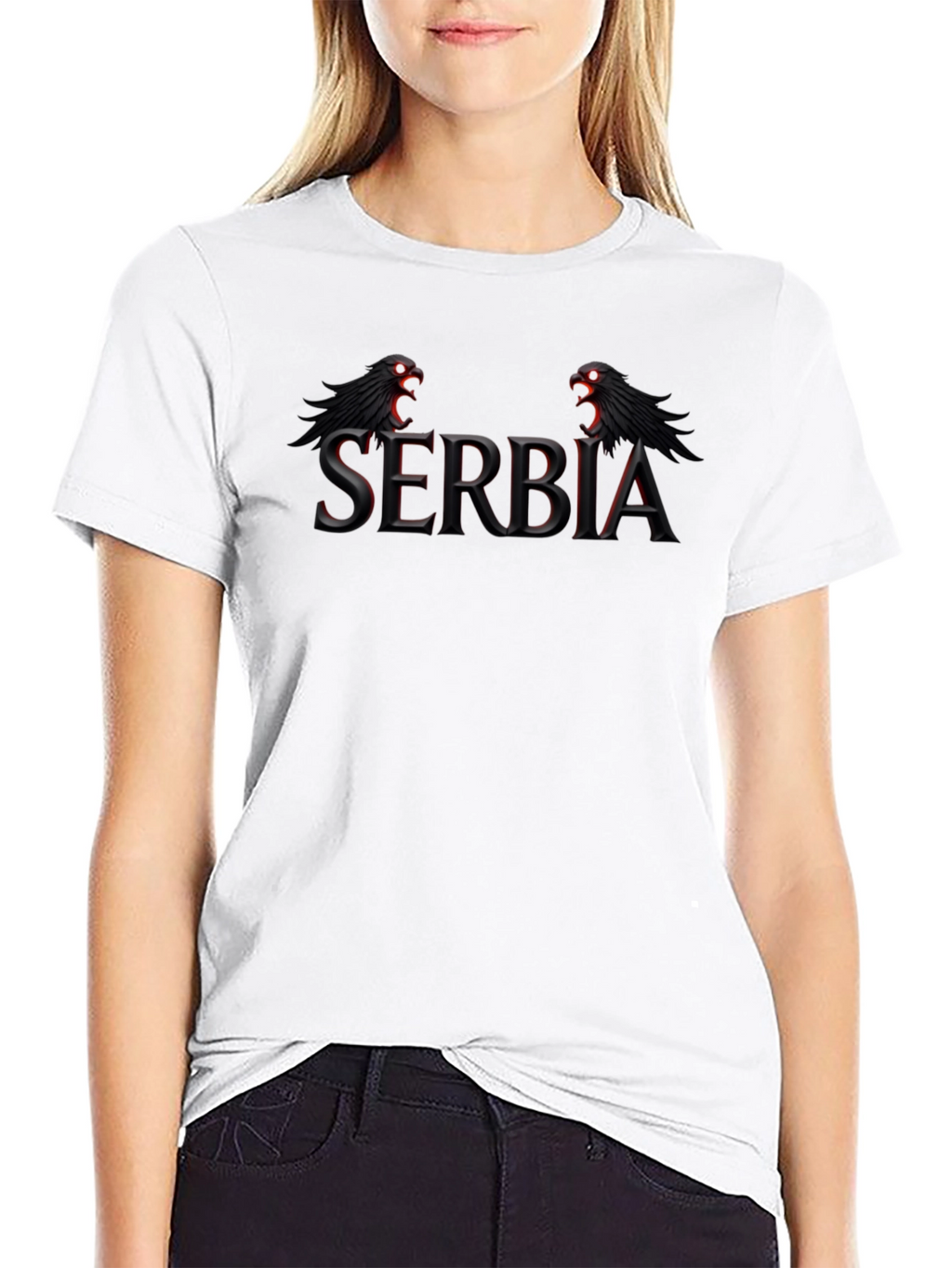 Serbia Eagle Graphic Black T-Shirt