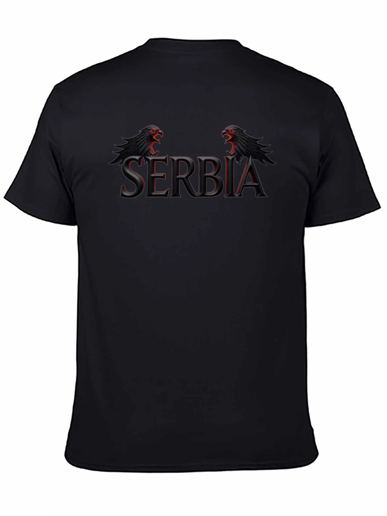 Serbia Eagle Graphic Black T-Shirt
