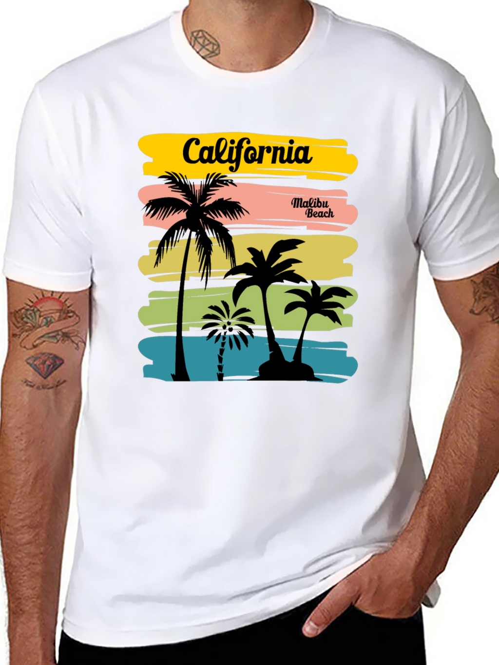 California Malibu Beach Graphic T-Shirt - Black