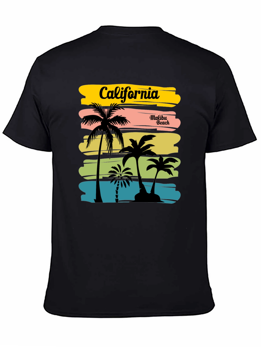 California Malibu Beach Graphic T-Shirt - Black