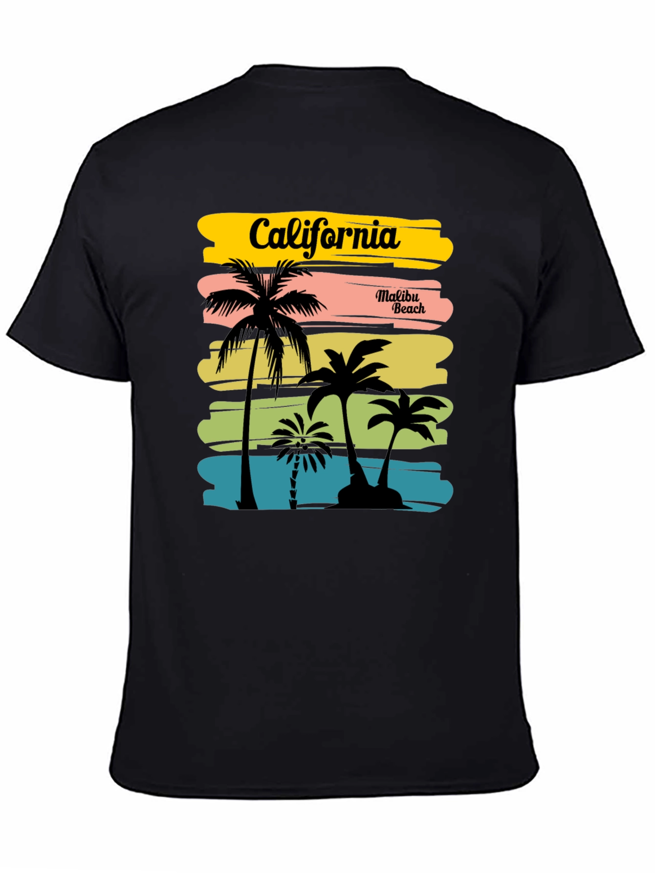 California Malibu Beach Graphic T-Shirt - Black