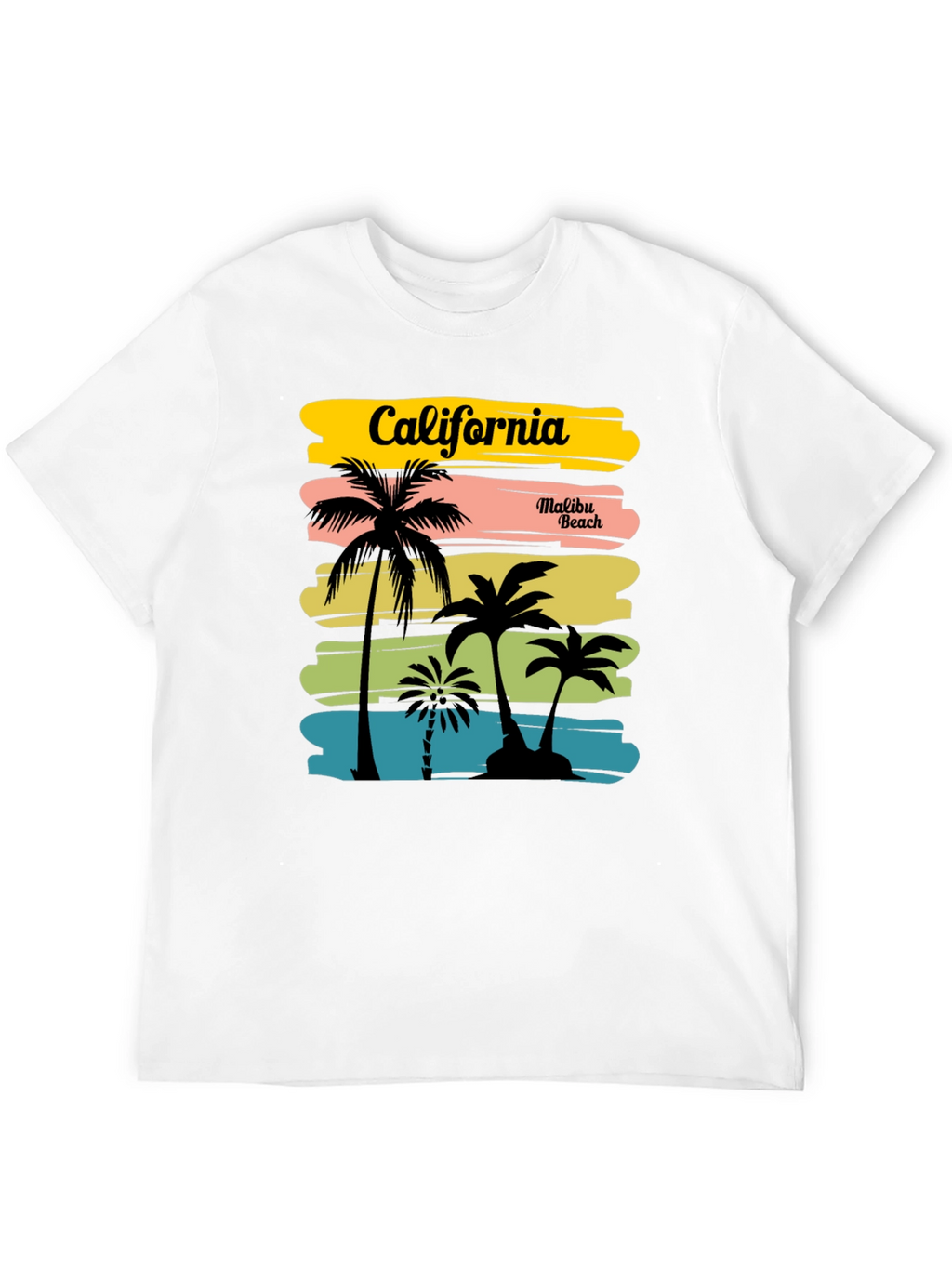 California Malibu Beach Graphic T-Shirt - Black