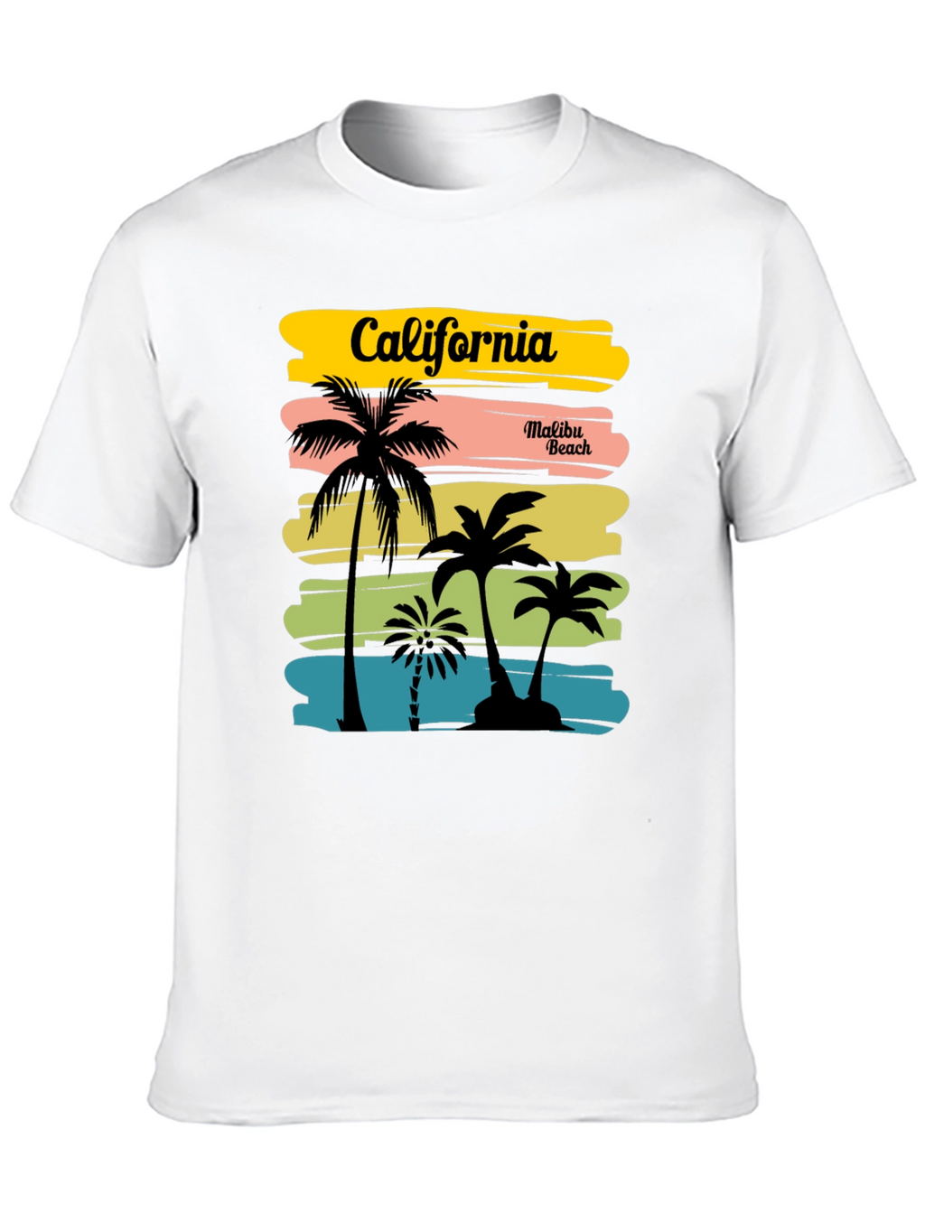 California Malibu Beach Graphic T-Shirt - Black
