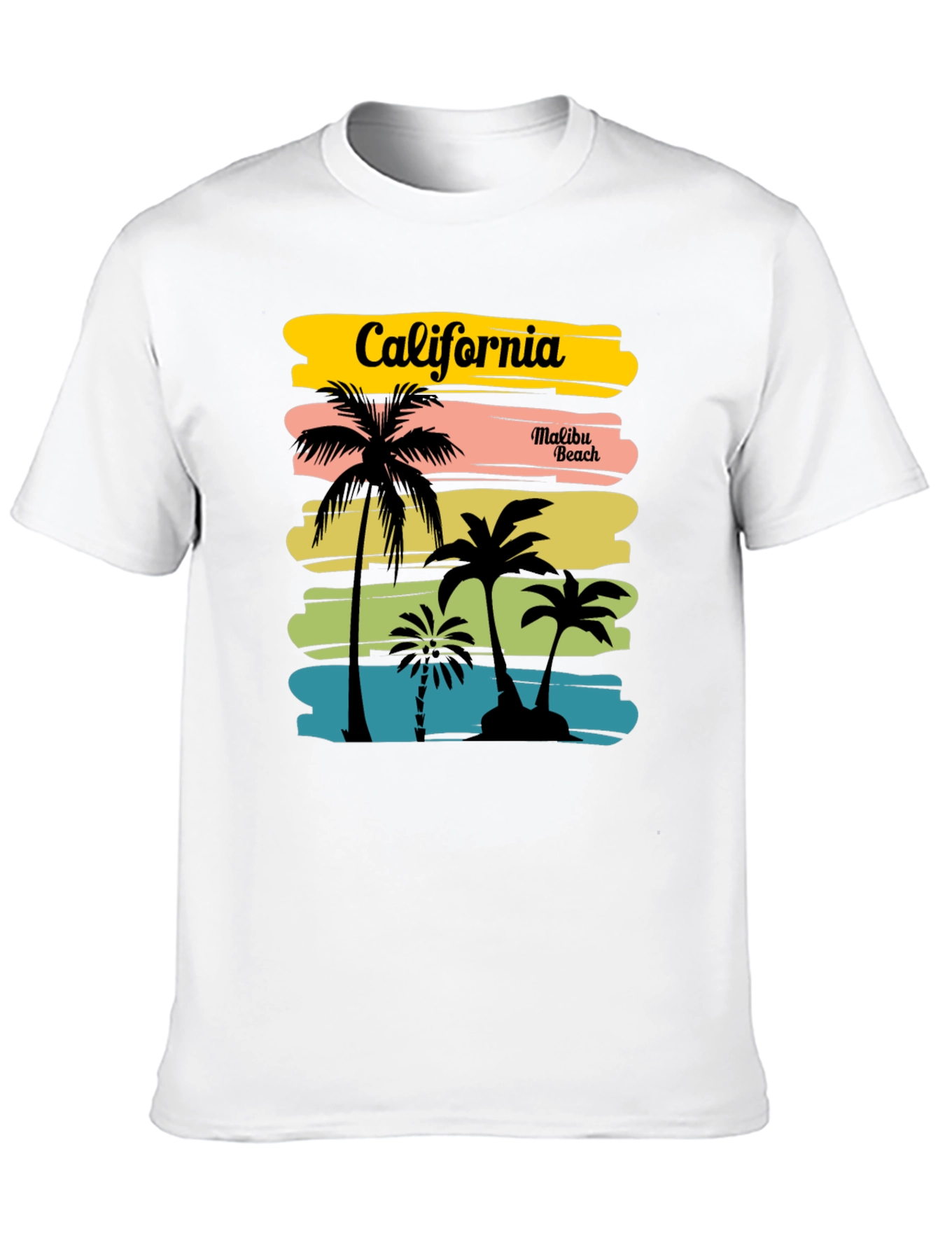 California Malibu Beach Graphic T-Shirt - Black