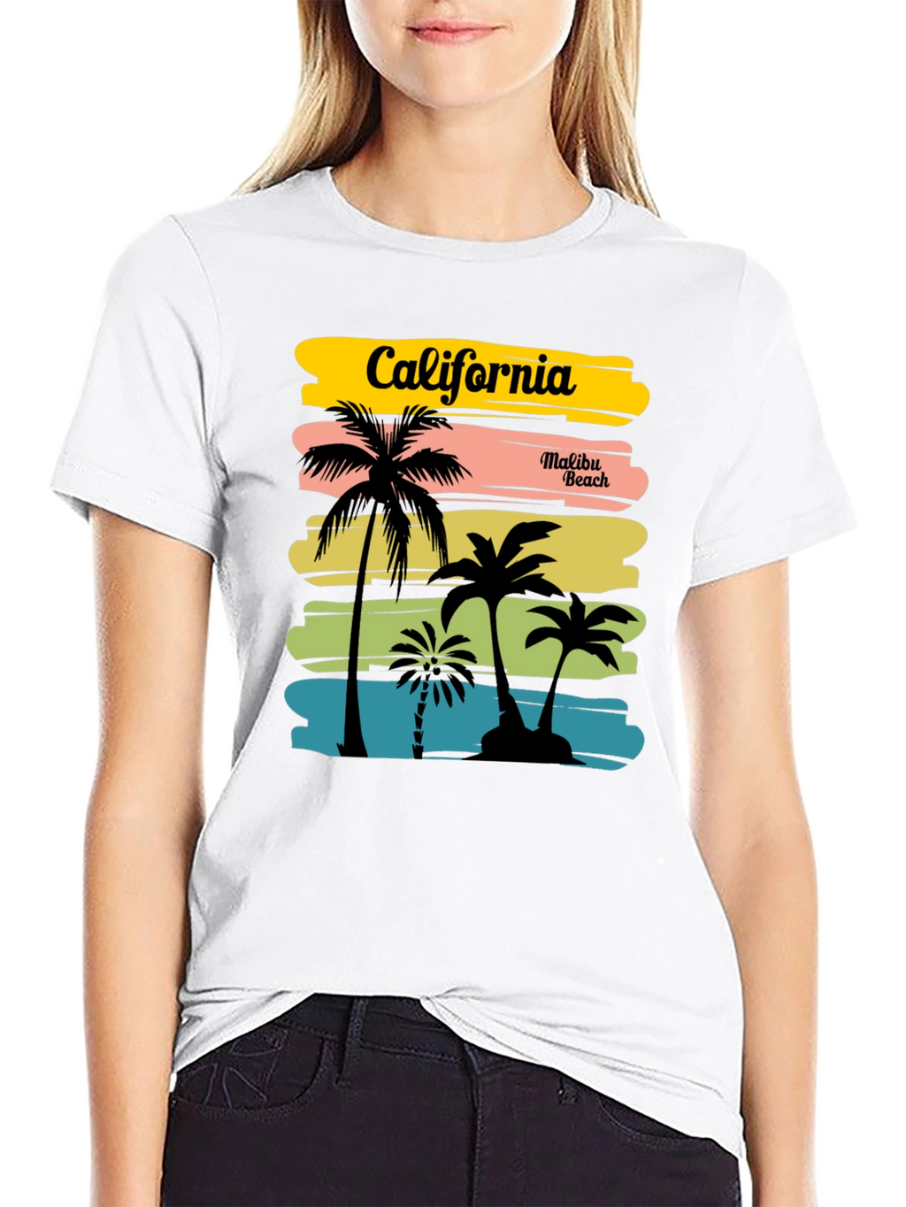 California Malibu Beach Graphic T-Shirt - Black