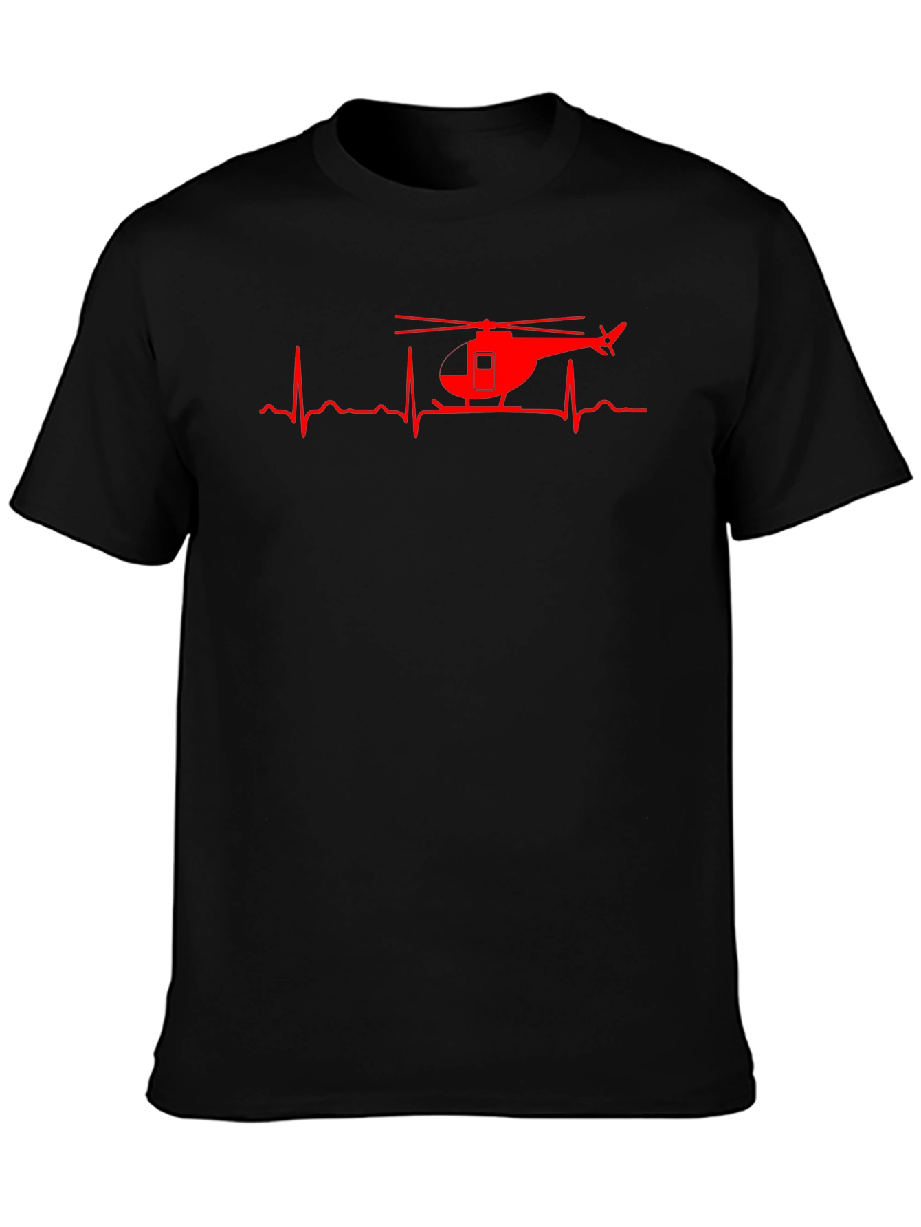 Helicopter Heartbeat Graphic Tee - Black