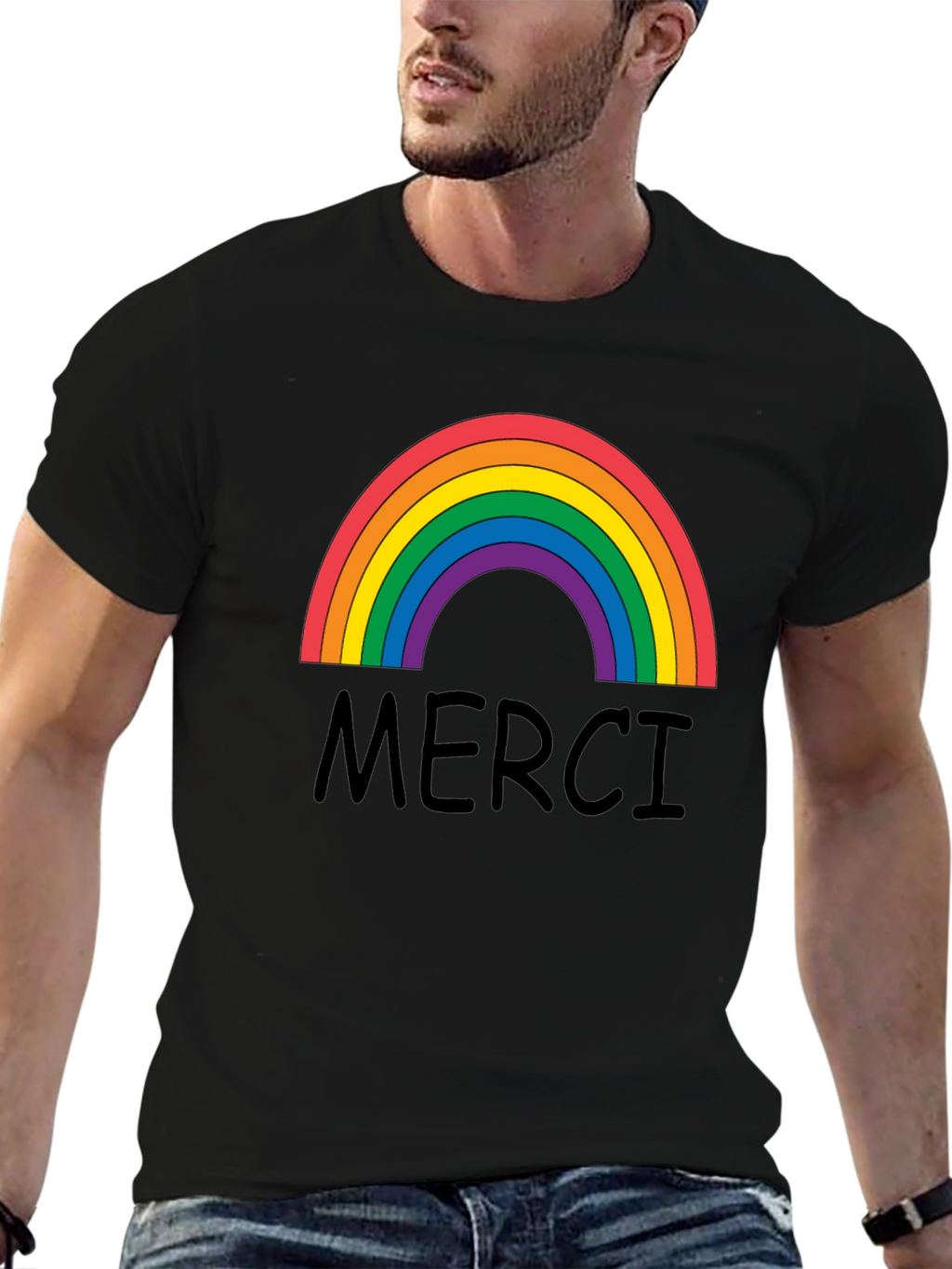 Merci Rainbow Graphic T-Shirt
