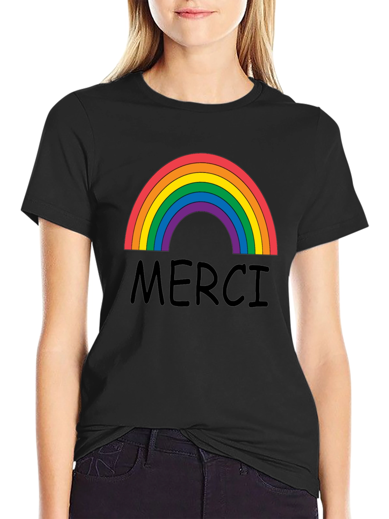 Merci Rainbow Graphic T-Shirt