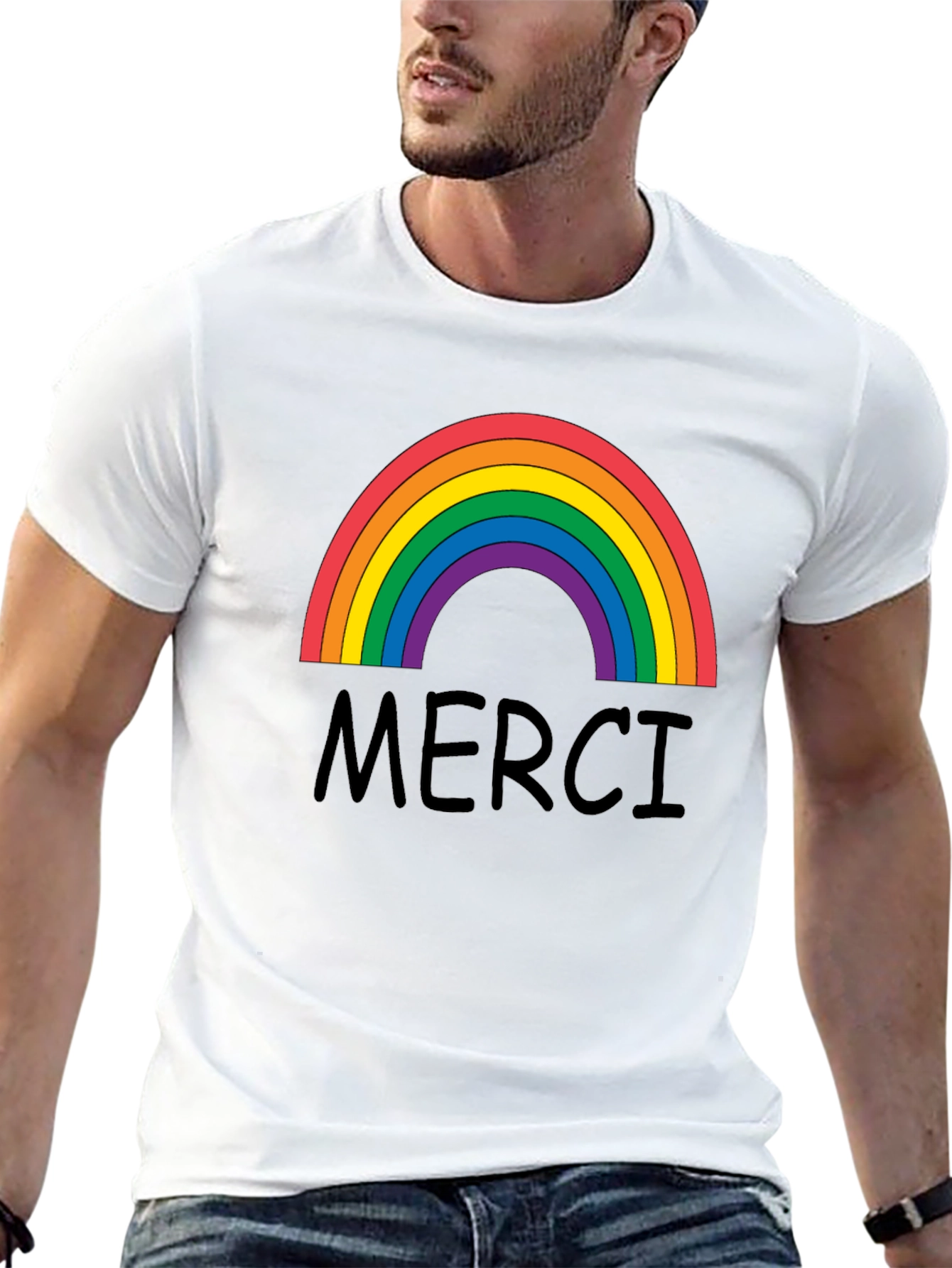Merci Rainbow Graphic T-Shirt
