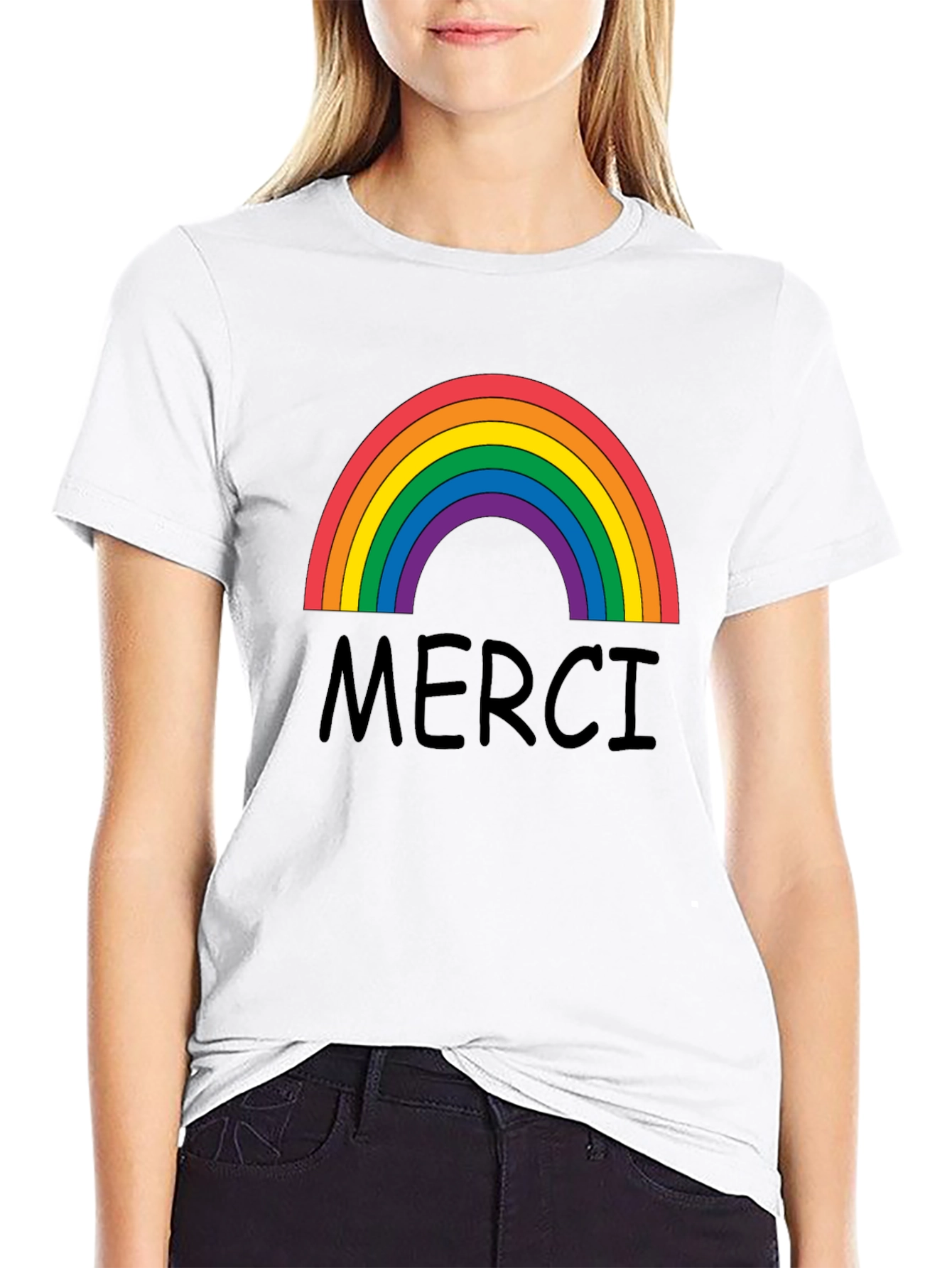 Merci Rainbow Graphic T-Shirt
