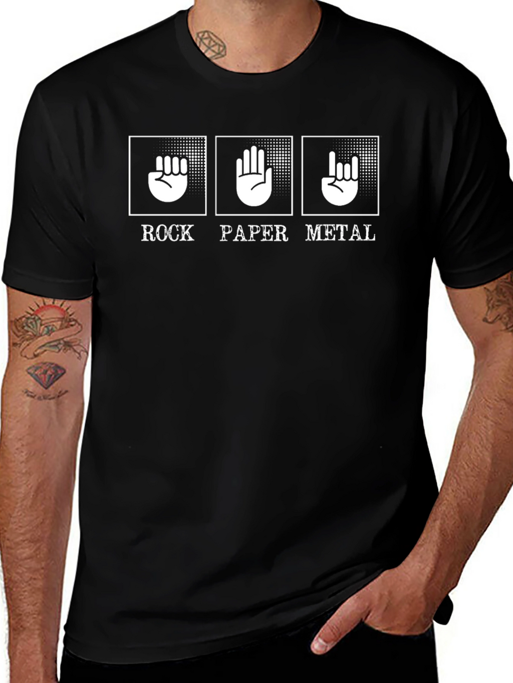 Rock Paper Metal Graphic Tee - Black
