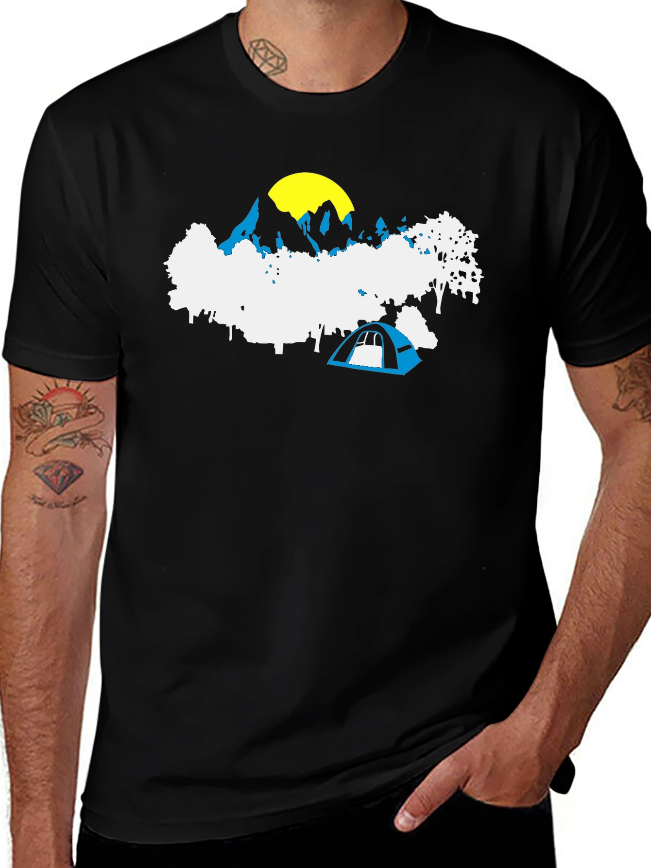 Mountain Camping Graphic Tee - Black