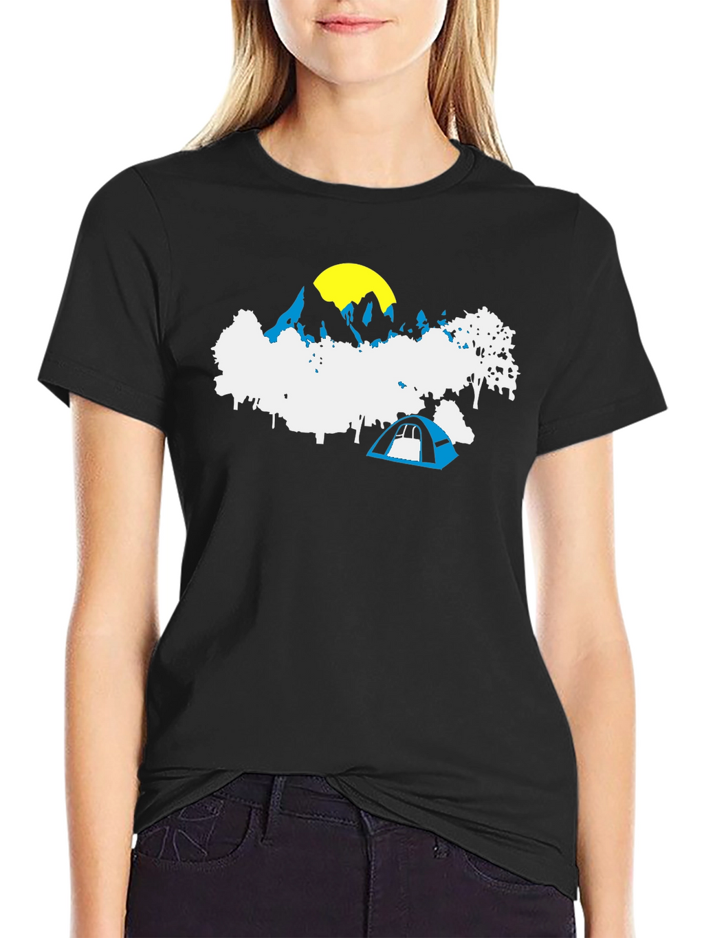 Mountain Camping Graphic Tee - Black