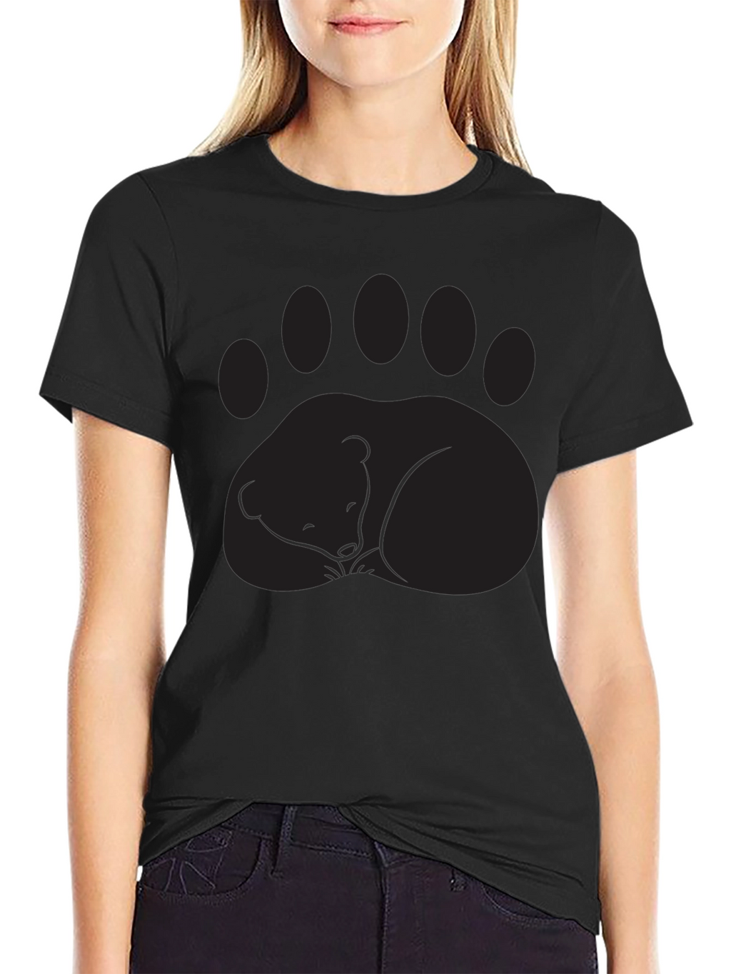 Bear Paw Graphic Tee - Comfortable Black T-Shirt