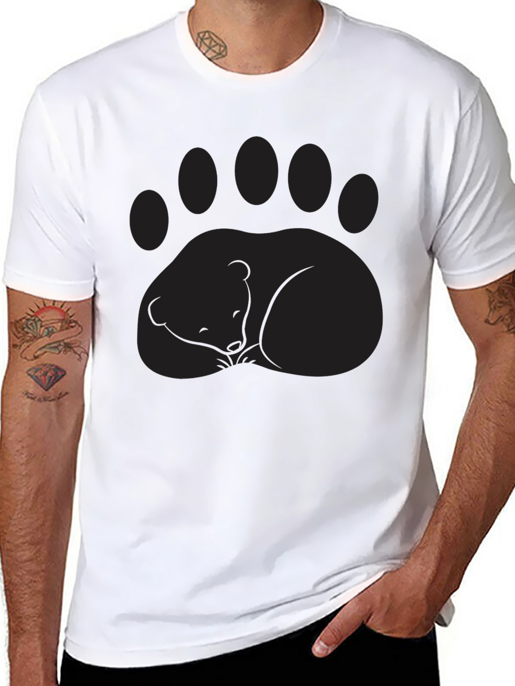 Bear Paw Graphic Tee - Comfortable Black T-Shirt