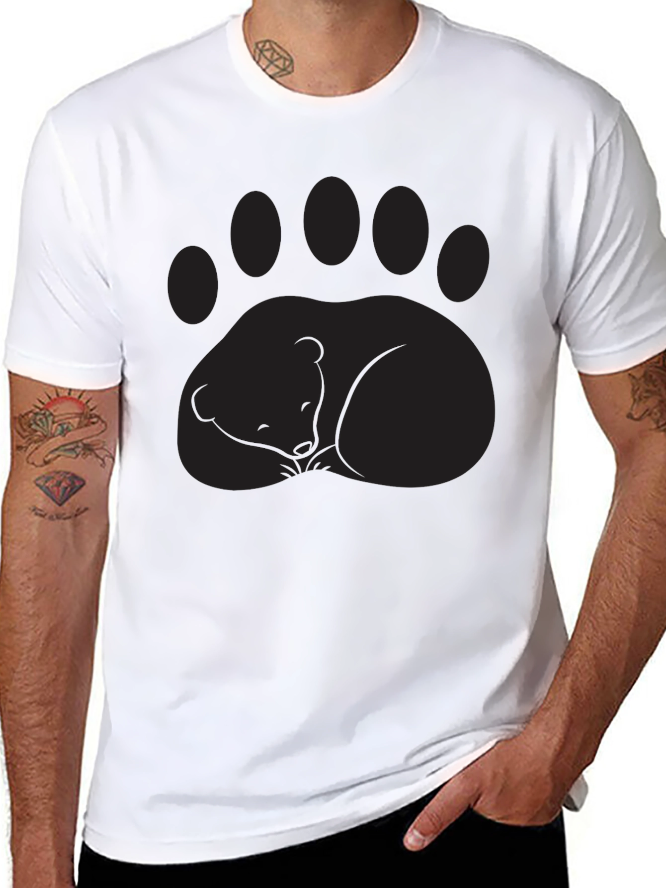 Bear Paw Graphic Tee - Comfortable Black T-Shirt