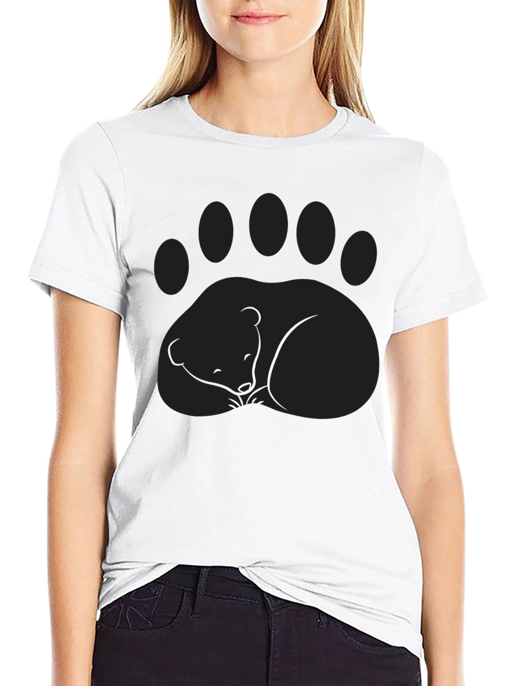 Bear Paw Graphic Tee - Comfortable Black T-Shirt